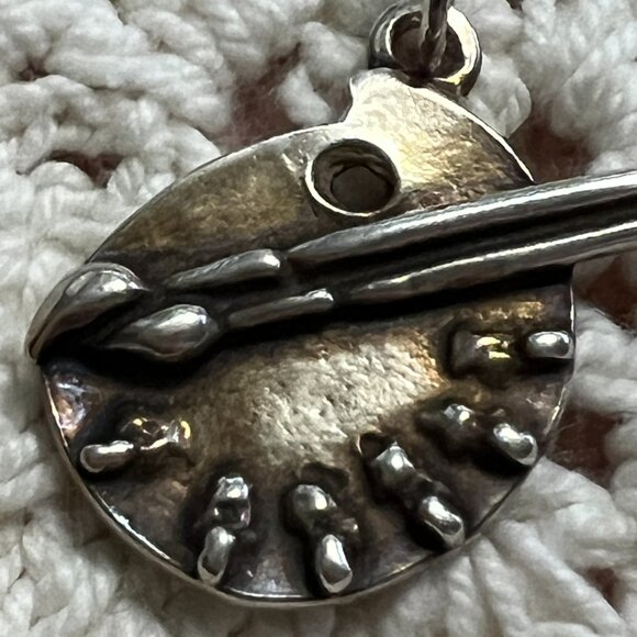Vintage Paint Pallet Sterling Charm - Picture 2 of 3